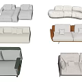 modern double sofa multi-person sofa leisure sofa 3d model