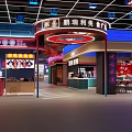 Modern Chinese Food Court Featuring Hunan Cantonese Stalls Neon Lights And Dining Space