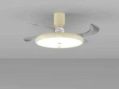 Modern Ceiling Fan Light With White Shade And Silver Blades Design 3d model