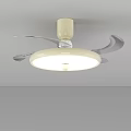 Modern Ceiling Fan Light With White Shade And Silver Blades Design