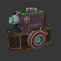 Vintage Cropmr Electronic Camera With Retro Design Classic Lens And Metal Body