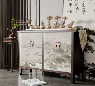 New Chinese-style Entrance Cabinet 3d model