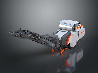 White And Orange Industrial Machine With Mechanical Arm And Control Panel 3d model