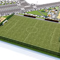 Green Grass Soccer Field With White Lines Goalposts And Surrounding Fence