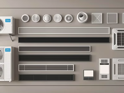 Different Styles Modern Air Conditioner Vents Including Grid And Round Designs For Home Office 3d model