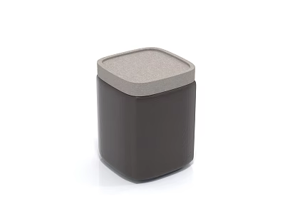 Square Top Stool With Gray Cushion And Brown Leather Body Modern Simple Design 3d model