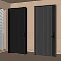 Modern Dark Colored Security Door With Vertical Slat Design And Lock In Interior Setting 3d model