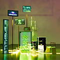 Modern Photo Check in Spot With Neon Lights And Art Installations