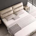 Background Double Bed Featuring Beige Leather Headboard Dark Gray Wall Nightstands And Scenic View