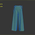 Green Wide Leg Pants With Ribbon Straps And Sleek Shiny Material Design