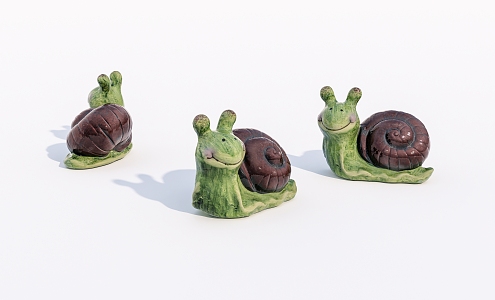 Cute cartoon snail ornaments 3d model