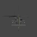 Gray Armed Military Helicopter Flying with Rotors and Weapons in Mid Air