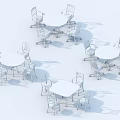 Modern Dining Table And Chair Sets With Various Designs And Metal Frames 3d model