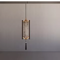 Chinese Style Pendant Light With Wooden Frame Beige Lampshade Floral Patterns And Red Tassel