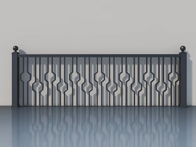 Modern Swing Door With Black Metal Frame And Geometric Lattice Design 3d model