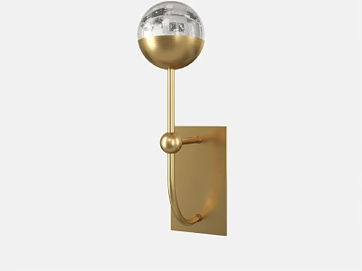 Modern Gold Wall Lamp With Transparent Globe Shade And Square Metal Base 3d model