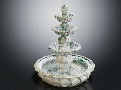 Multi Tiered Stone Garden Water Fountain With Classic Design And Decorative Base 3d model