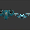 Blue Futuristic Passenger Aircraft With Propellers And Sleek Modern Design