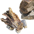Rustic Garden Ornaments with Weathered Driftwood and Stacked Natural Stones