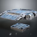 Futuristic Sci Fi Architectural Structure With Metallic Panels Multi Layer Platforms And Reflective Surfaces 3d model