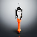 Lantern With Orange Handle Top Hook Metal Frame Inner Bulb Design And Silver Color