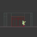Modern Sleek Glass Sliding Door With Metal Frame And Indoor Plant Interior Design