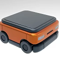 Orange And Black Industrial Equipment With Mobile Wheels And Compact Black Top Design