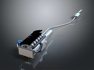 Mechanical Cooling Component With Black Heat Sink Silver Pipe And Blue Connector 3d model
