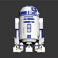 R2 D2 Robot Character With Blue White Design Silver Accents And Shiny Surface