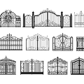 European-style wrought iron gate courtyard gate villa gate double open gate 3d model