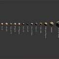 Various Types Of Weapon Bullets With Different Sizes And Metallic Colors Arranged