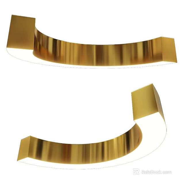 Sleek Modern Gold Chandelier with Curved Metallic Design for Contemporary Interior Decoration 3d model 