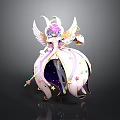 Magical Children Fairy Character with Purple Hair White Wings Star Moon Outfit and Magic Wand
