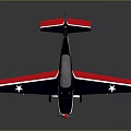 Blue and Red Airplane Model Featuring White Stars Propeller and Red Stripe Wings