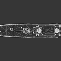 Detailed Warship Model With Camouflage Paint Deck Railing And Hull Weapons