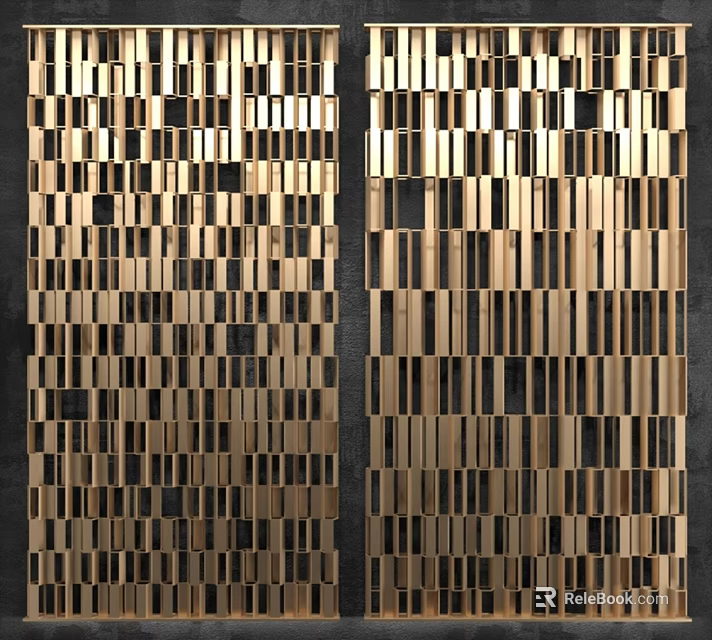Modern Wall Decor Featuring Geometric Pattern Wooden Strips Interlocking Arrangement Textured Surface 3d model 