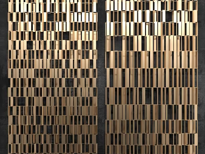 Modern Wall Decor Featuring Geometric Pattern Wooden Strips Interlocking Arrangement Textured Surface 3d model