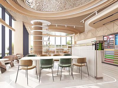 Modern Supermarket Department Store Interior With Open Shelves And Product Displays 3d model