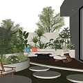 Cozy Courtyard Garden Design With Lush Greenery Outdoor Seating And Circular Stone Pavers
