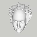 White 3D Face Model Sculpture With Decorative Side Structures