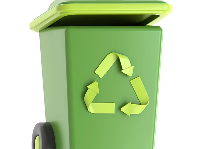 Green Industrial Recycling Waste Container with Wheels and Symbol for Efficient Management 3d model