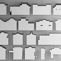 Various Traditional Building Exterior Wall Styles with Ornate Roof Details