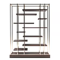 Modern Metal Frame Wooden Shelving Unit With Multiple Tiered Design For Home