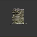 Moss Covered Stone Column Featuring Natural Weathered Texture And Green Patina