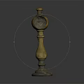 Antique Golden Brass Candlestick Featuring Round Top And Ornate Base Design