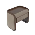 Modern Walnut Side Table With Fabric Drawer And Sleek Wooden Frame Design