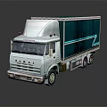 Light Colored LADA Truck With Green Cargo Container And Blue Stripe