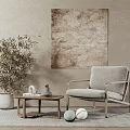 Quiet Sofa Chair Single Chair Tea Table Combination 3d model