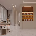 Elegant Modern Beauty Salon Reception Interior With Warm Ambient Lighting And Neat Product Display Shelves