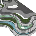 Garden Landscape Design With Undulating Terrain Winding Paths And Greenery Areas